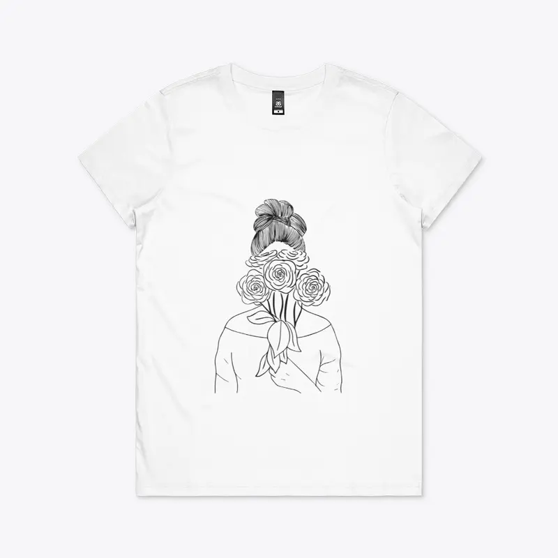 Rose In a women Hand Tees